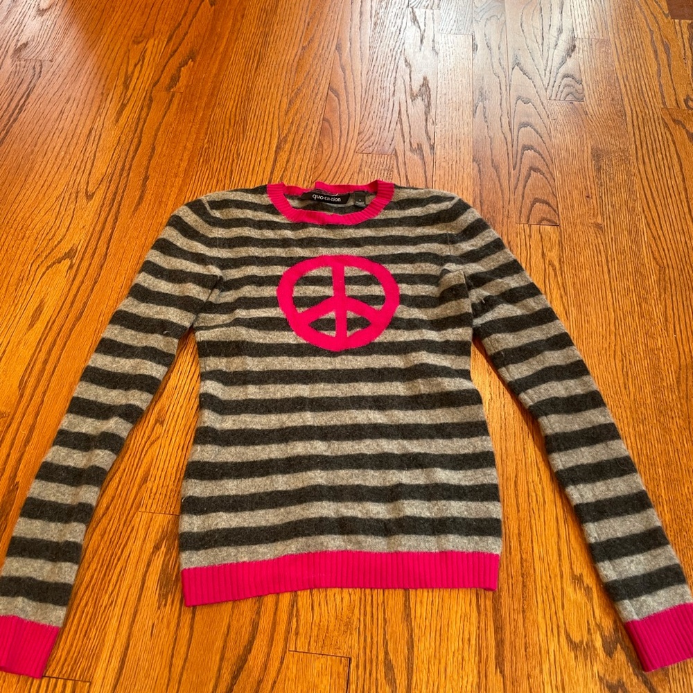 Striped cashmere sweater with peace sign